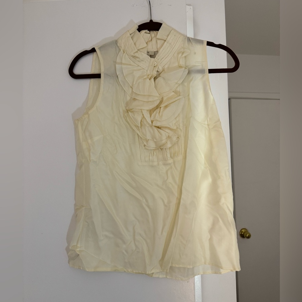 Jcrew silk ruffle neck blouse